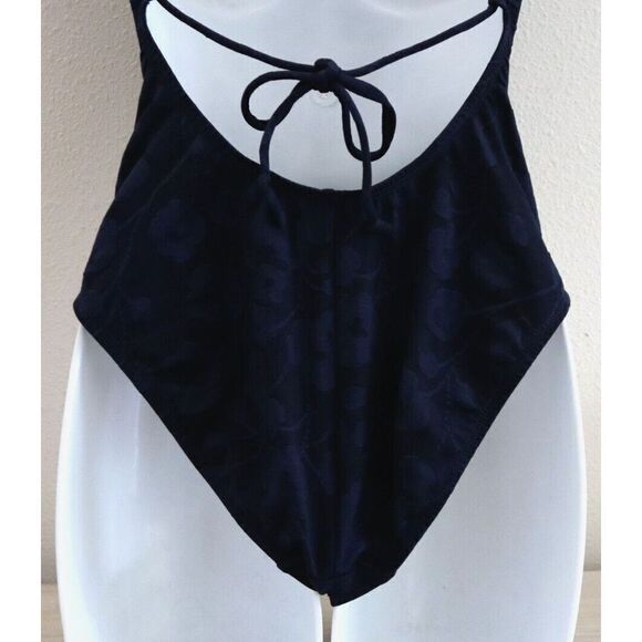 Robin Piccone 193213 Women's Sz 6 Navy Blue Floral One Piece Swimsuit - Picture 5 of 10